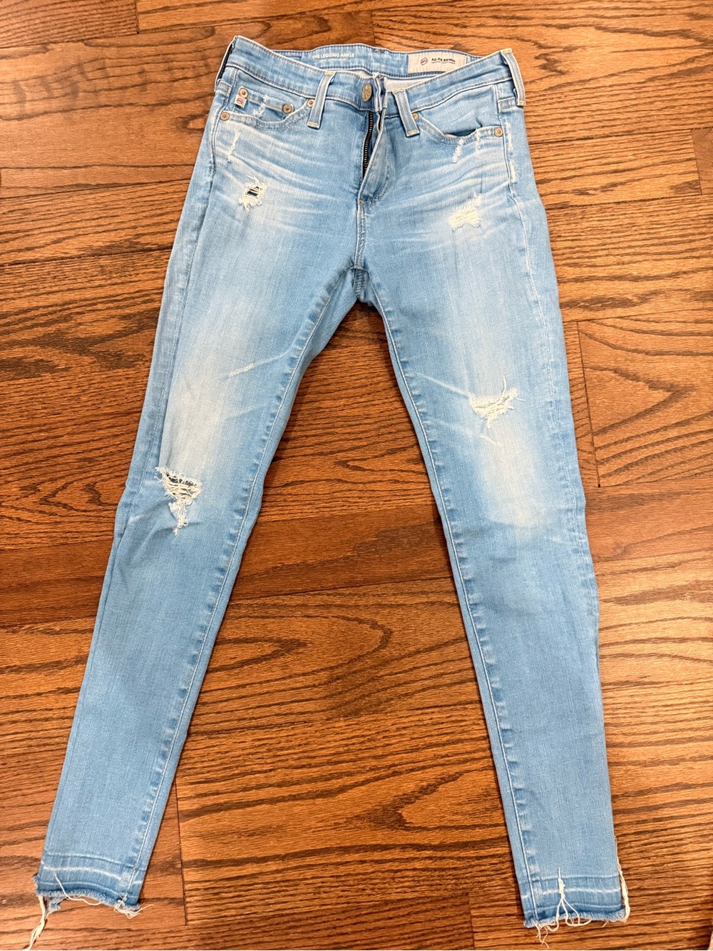 AG Adriano Goldschmied Light Blue Distressed Skinny Jeans